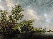 Jan van Goyen River Landscape with Ferry and cottages oil painting reproduction
